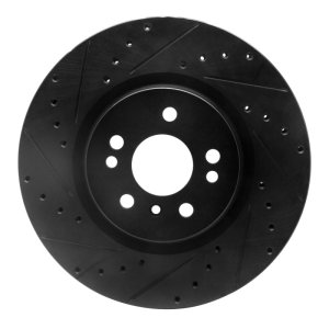 Mercedes-Benz ML350 Brake Rotor (1) - Front Left - R1 Concepts - Drilled & Slotted - Black - `06-`12